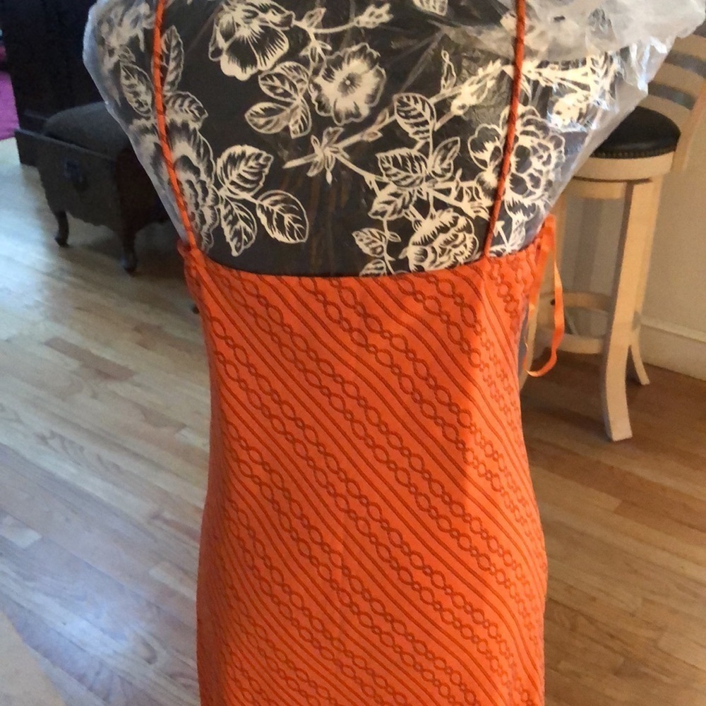 INC International Concepts size 10 orange chain print bias cut for movement - Picture 5 of 15